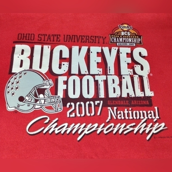 OHIO State Buckeyes Adult Large Hoodie Pullover Sweatshirt 2007 Champs Red Hanes - Picture 3 of 7